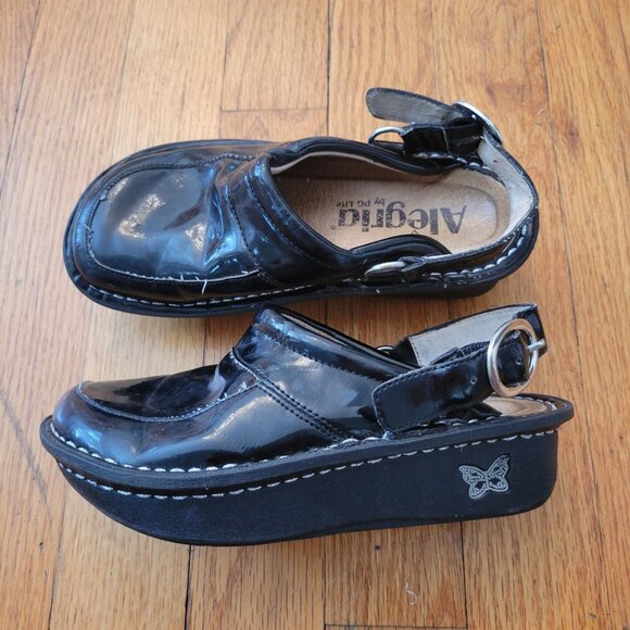 Alegria‎ 12 Kids Black Patent Clogs Mules Slides LOU 101 LOUISE Seville - Picture 4 of 10